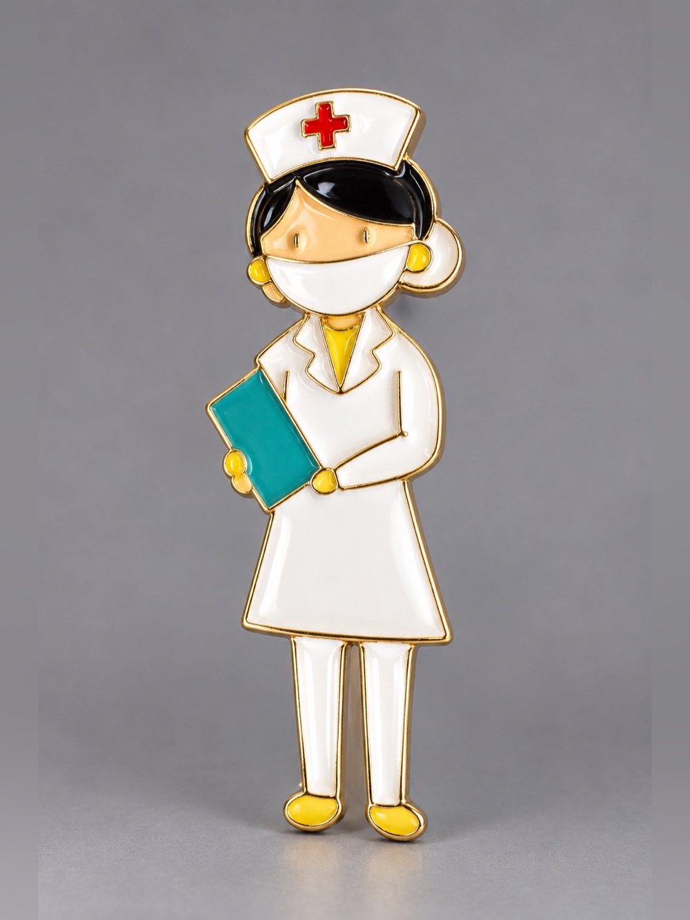 Nurse Enamel Lapel Pin - White & Teal Nurse Brooch